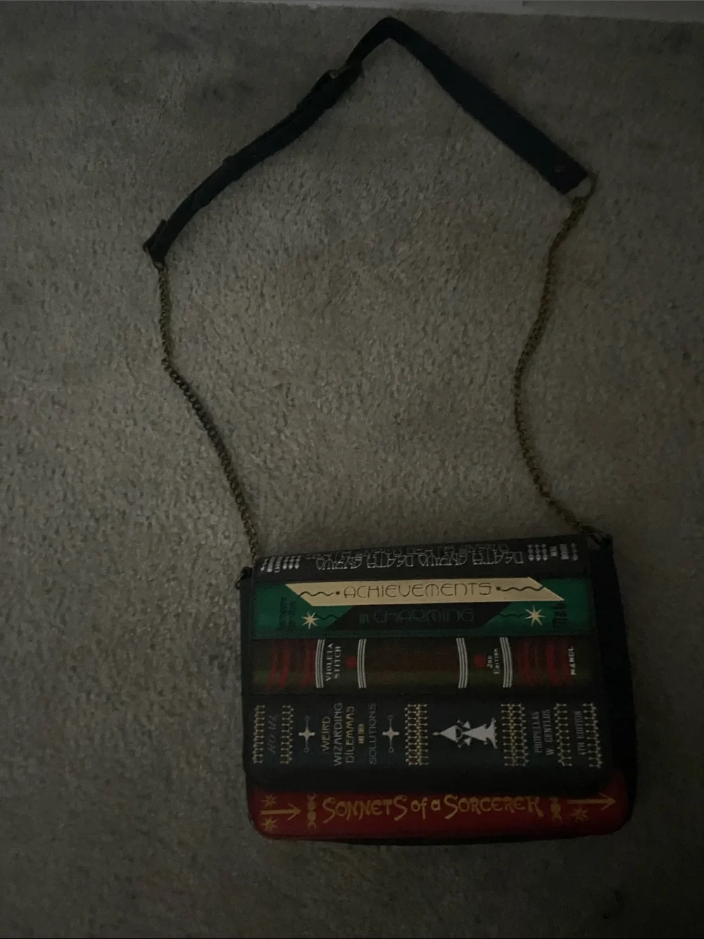 Book Stack Crossbody Bag - Black and Multicolor
